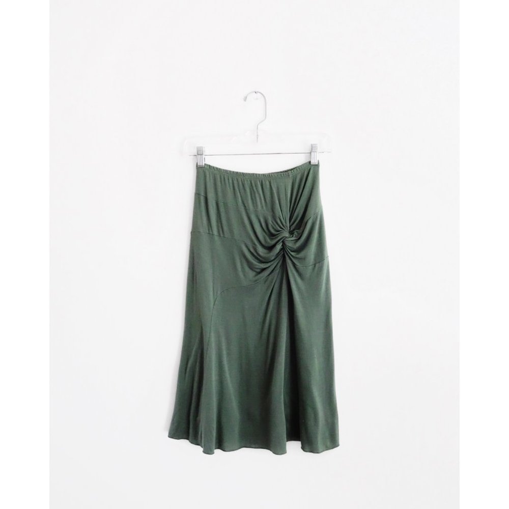 Clu Dusty Green Jersey Knit Body-Con Midi Skirt S